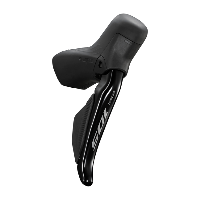 Shimano 105 bicycle shift lever with black and silver design