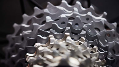 Close-up of a bicycle cassette gear mechanism